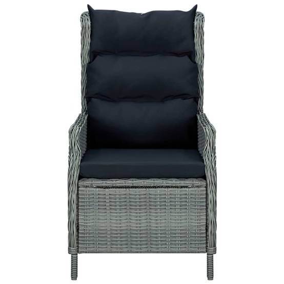 Chaise de jardin inclinable - Fauteuil De Jardin tabouret Résine tressée Gris clair - Image 6