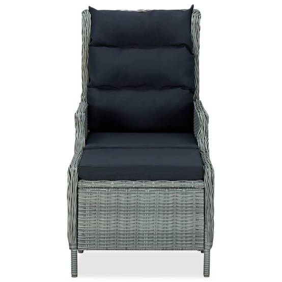 Chaise de jardin inclinable - Fauteuil De Jardin tabouret Résine tressée Gris clair - Image 1