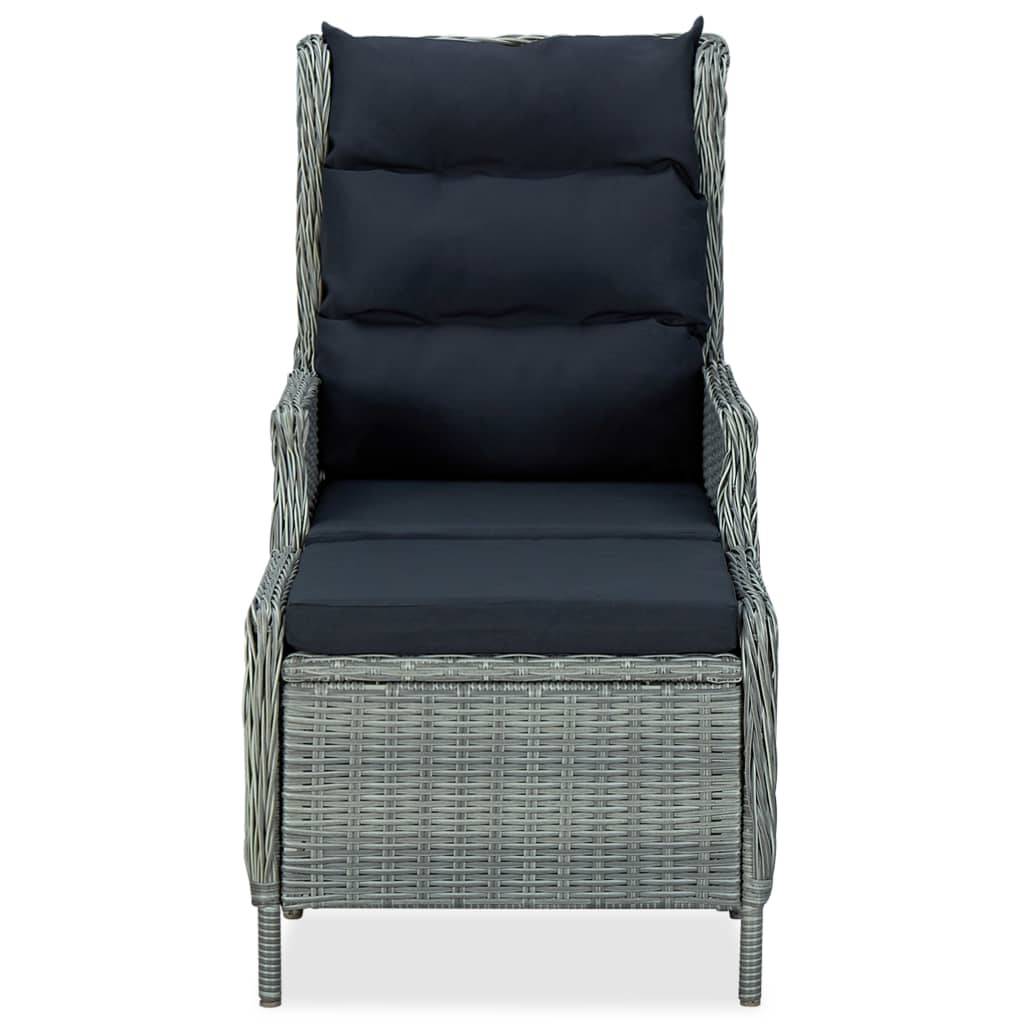 Chaise de jardin inclinable - Fauteuil De Jardin tabouret Résine tressée Gris clair - Image 1