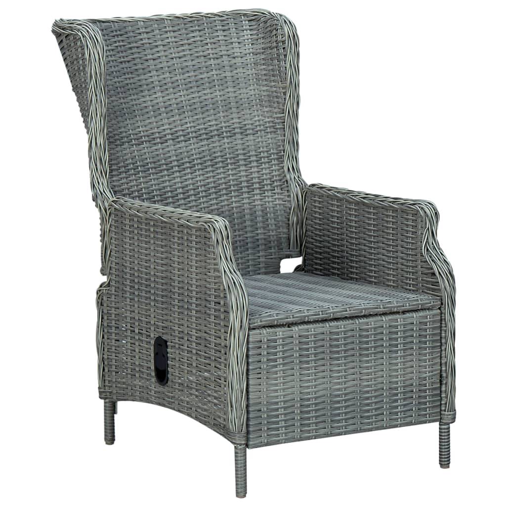 Chaise de jardin inclinable - Fauteuil De Jardin tabouret Résine tressée Gris clair - Image 5