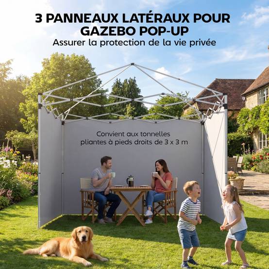 Relaxdays Lot De 4 Parois Latérales Pour Tonnelle 2x3m – Blanc – 3 Panneaux Fenêtres + 1 Avec Fermeture Éclair – Protection Vent Pluie Froid