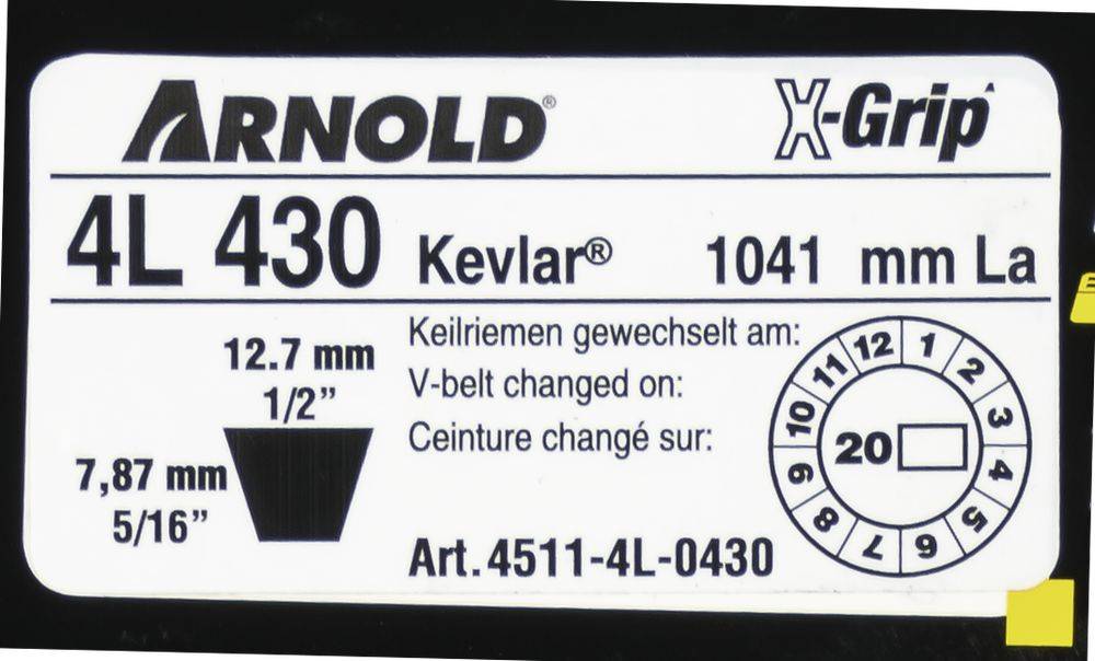 Arnold - Courroie trapézoïdale X-Grip V de type 4L430 Arnold - Imagen 2