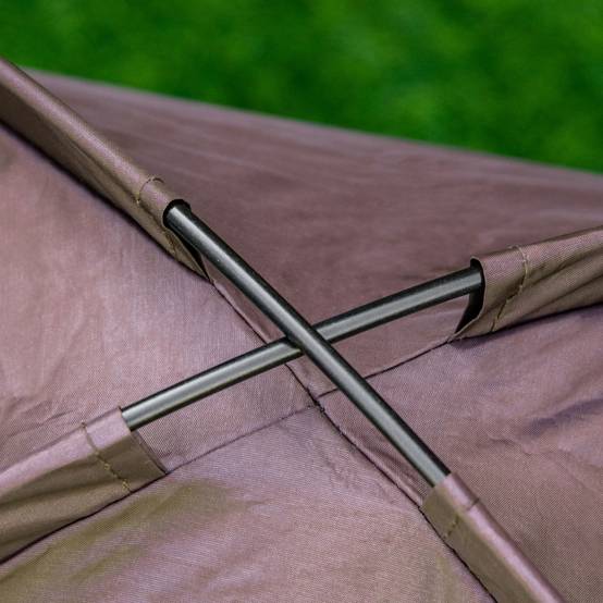 Lit de camp pour chien extérieur avec auvent 61 x 46 x 62 cm métal tissu oxford et mesh café - PANGIVO - Image 8