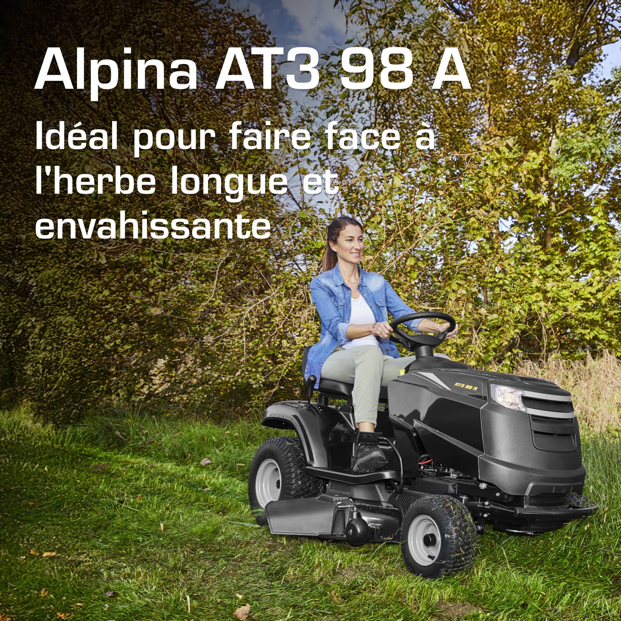 Alpina - Tracteur tondeuse AT3 98 A – Éjection latérale, coupe 98 cm, moteur STIGA 352 cm³, kit mulching inclus, démarrage électrique – Alpina - Image 2