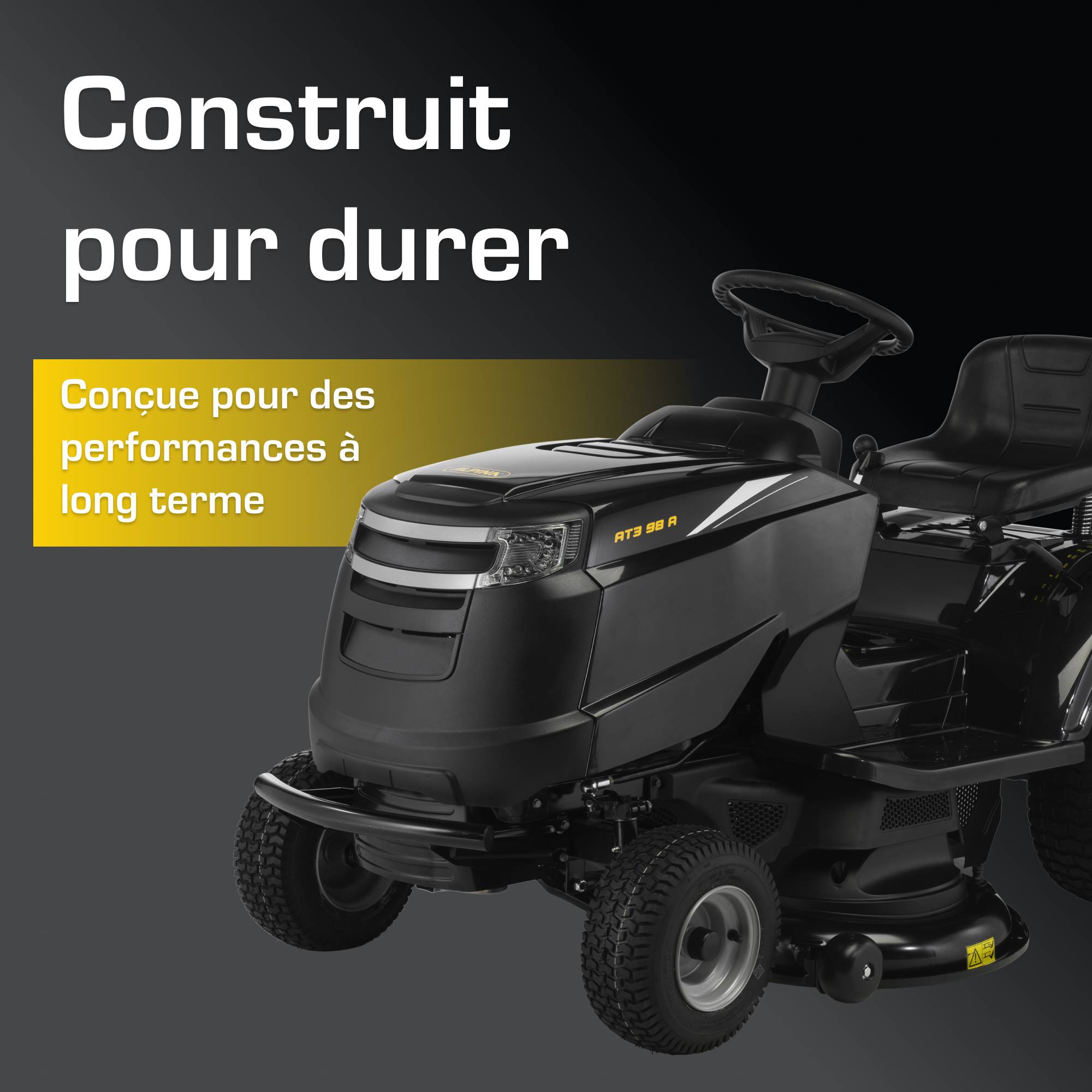 Alpina - Tracteur tondeuse AT3 98 A – Éjection latérale, coupe 98 cm, moteur STIGA 352 cm³, kit mulching inclus, démarrage électrique – Alpina - Image 5