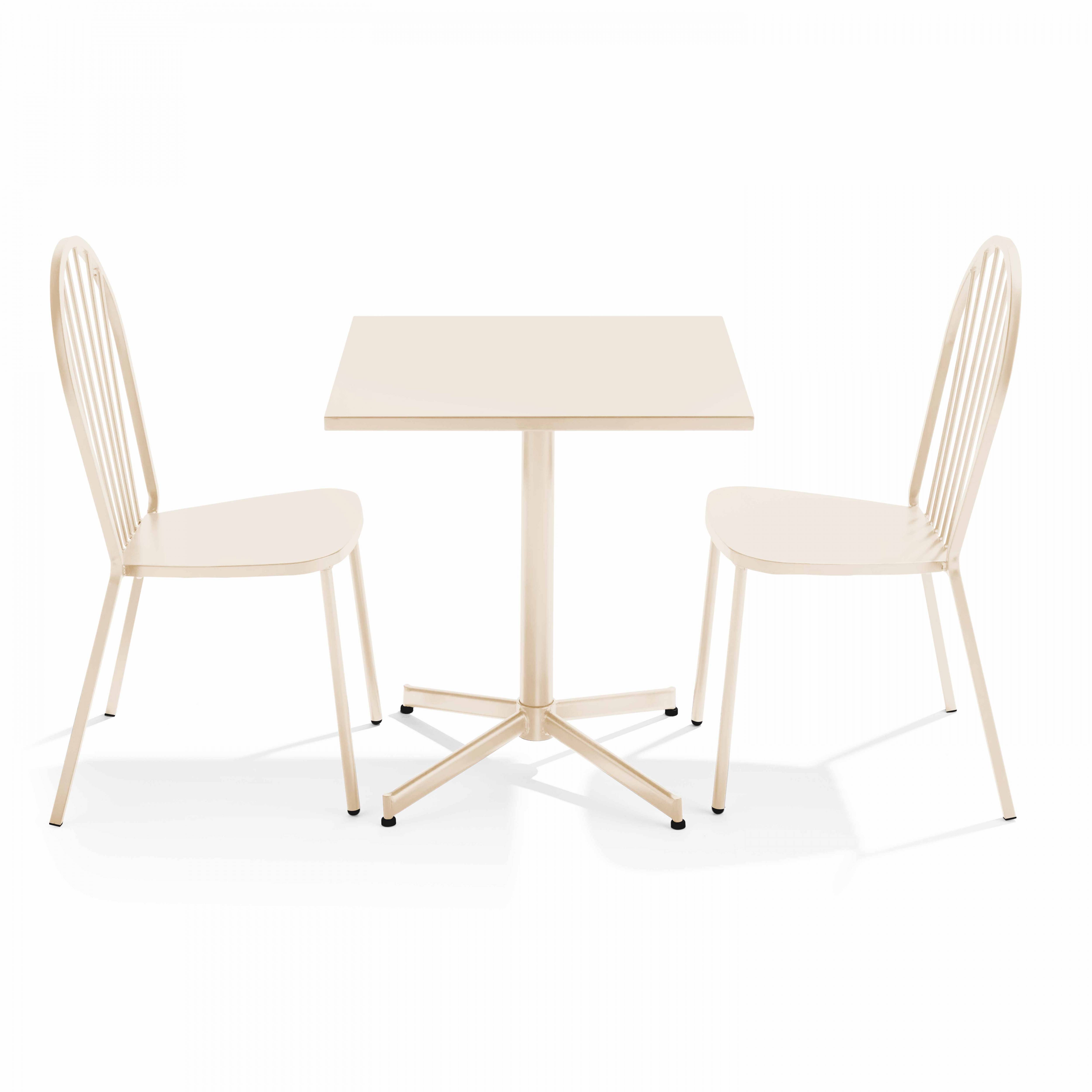 Oviala - Ensemble table carrée de jardin inclinable et 2 chaises ivoire Palavas - Oviala - Imagen 1