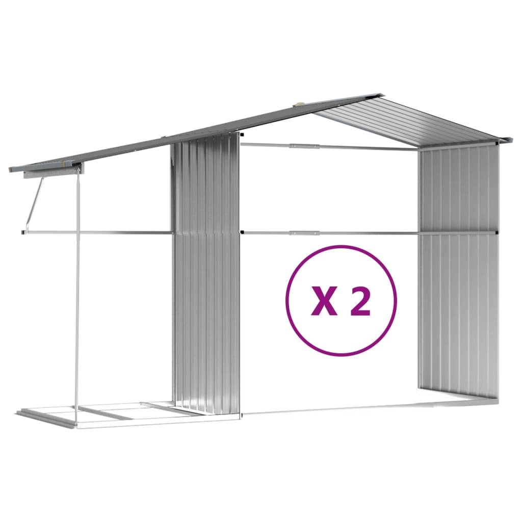 Helloshop26 - Abri de jardin cabane cabanon maison de stockage remise extérieur hangar outils robuste 277 x 279 x 179 cm acier galvanisé gris - Imagen 7