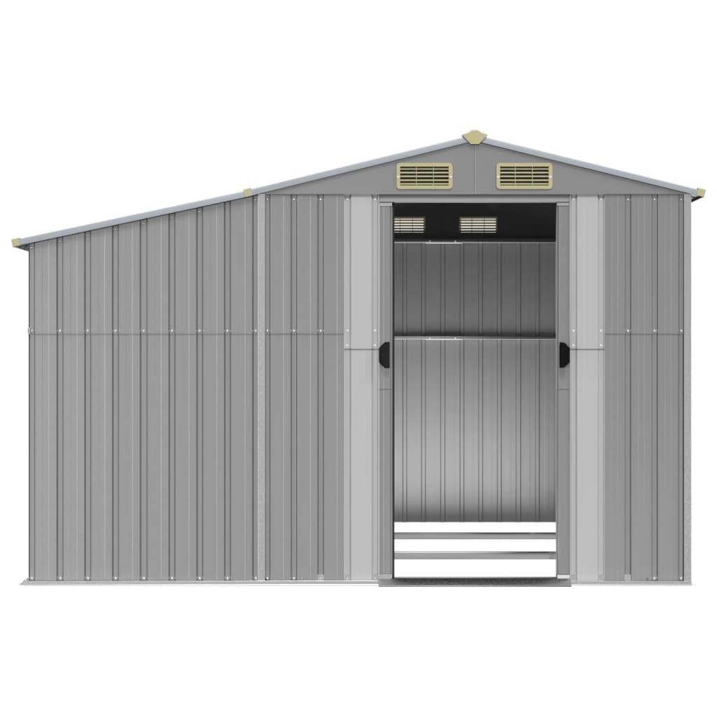 Helloshop26 - Abri de jardin cabane cabanon maison de stockage remise extérieur hangar outils robuste 277 x 279 x 179 cm acier galvanisé gris - Imagen 4