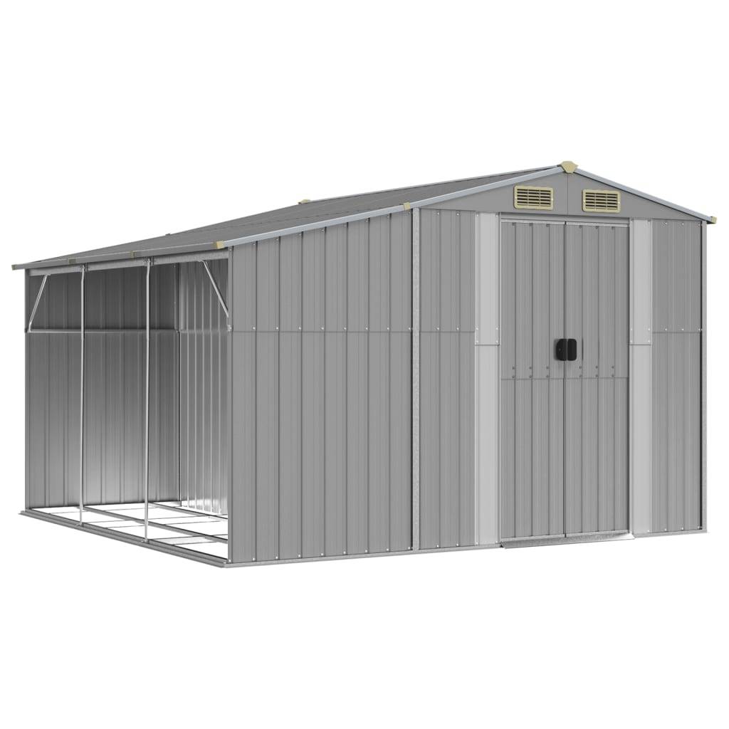 Helloshop26 - Abri de jardin cabane cabanon maison de stockage remise extérieur hangar outils robuste 277 x 279 x 179 cm acier galvanisé gris - Imagen 1