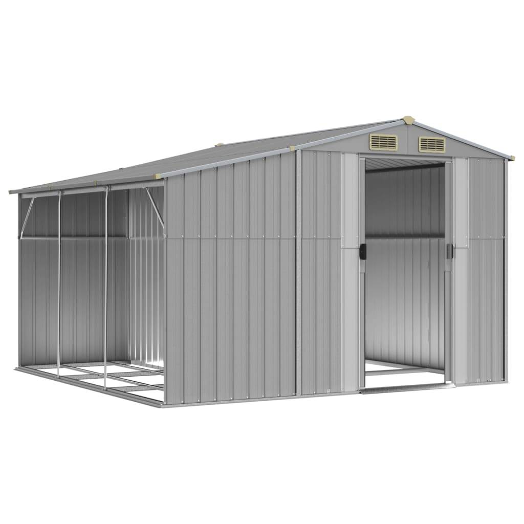 Helloshop26 - Abri de jardin cabane cabanon maison de stockage remise extérieur hangar outils robuste 277 x 279 x 179 cm acier galvanisé gris - Imagen 2