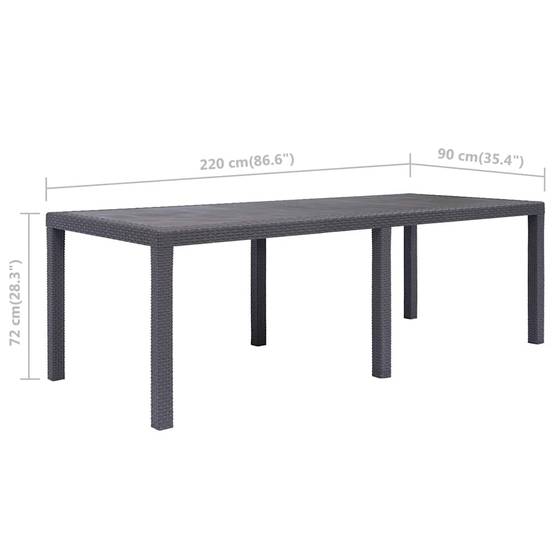 Table de jardin Plastique Marron 220 x 90 x 72 cm - PANGIVO - Image 5
