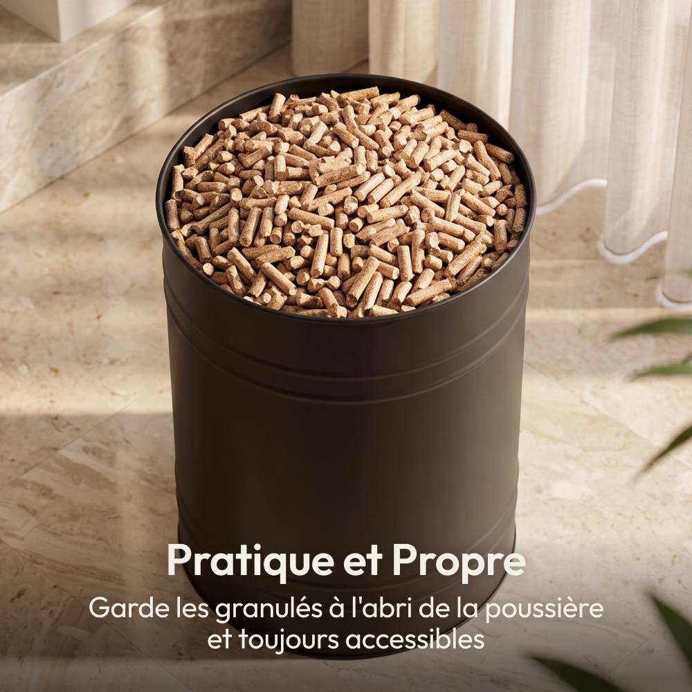 Réservoir Pellets & Granulés Rond, Cap. 30kg, Métal Noir CASABEL - Image 4