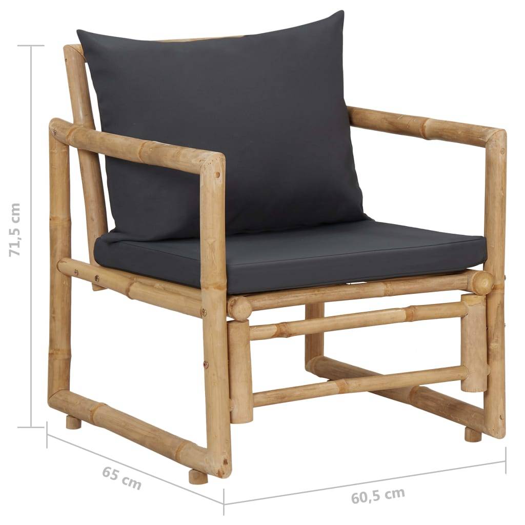 Vidaxl - Salon de jardin 4 pcs avec coussins Bambou vidaXL 315601 - Imagen 3