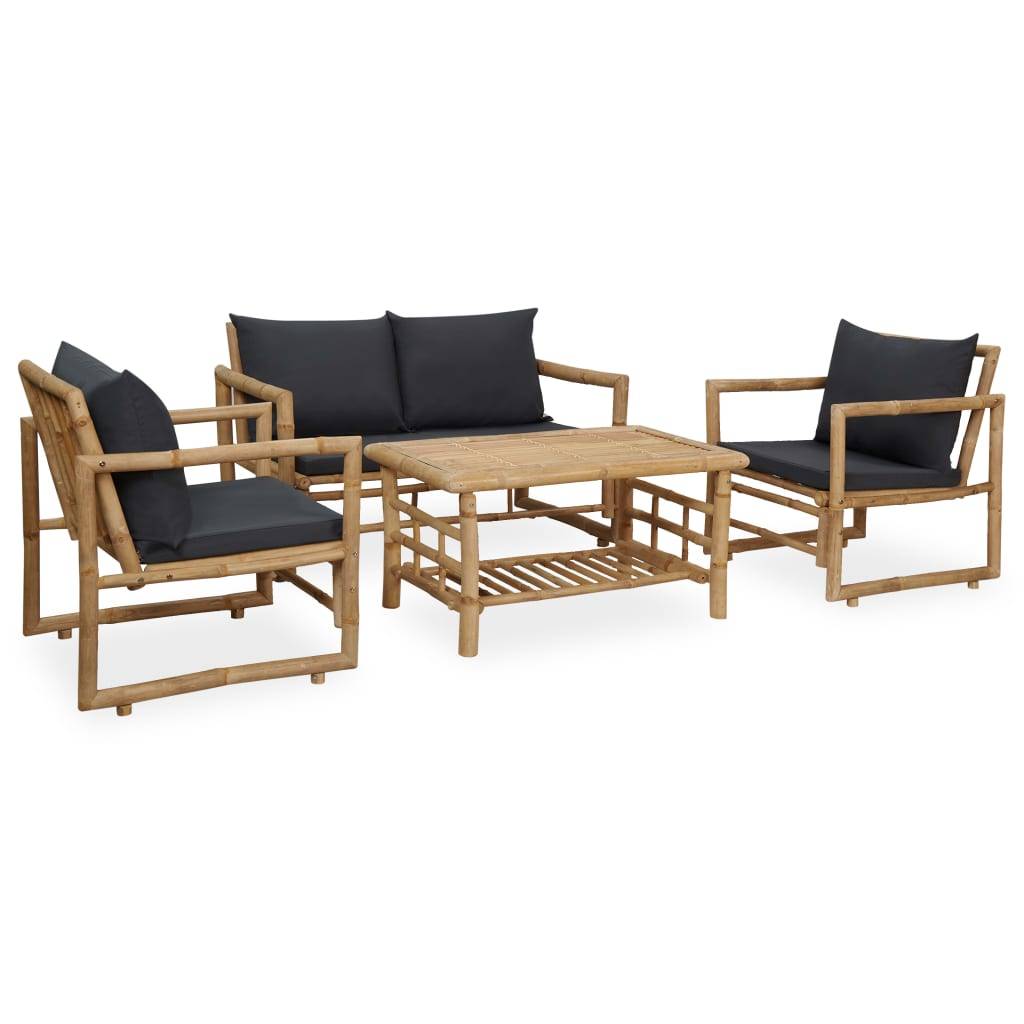 Vidaxl - Salon de jardin 4 pcs avec coussins Bambou vidaXL 315601 - Imagen 1