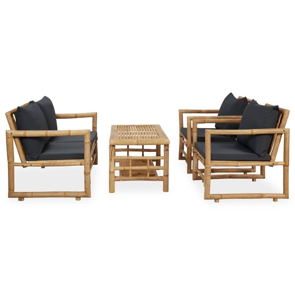 Vidaxl - Salon de jardin 4 pcs avec coussins Bambou vidaXL 315601 - Imagen 2