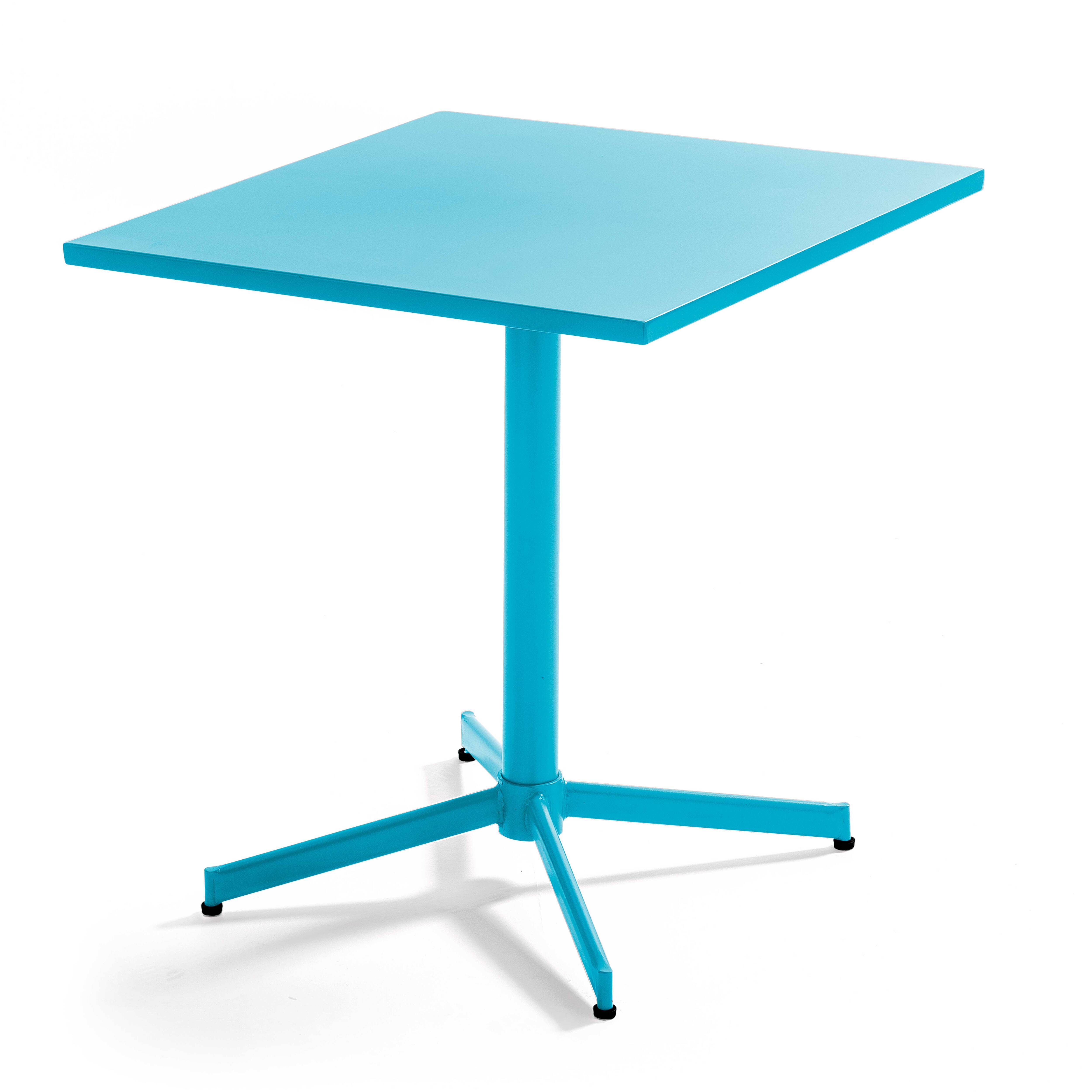Oviala - Ensemble table de jardin carrée et 2 fauteuils métal turquoise Palavas - Oviala - Imagen 4