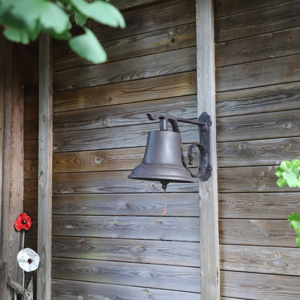 Cloche de jardin de porte ancienne murale fonte marron 50 x 30 x 35 cm Chemin de campagne - Image 2