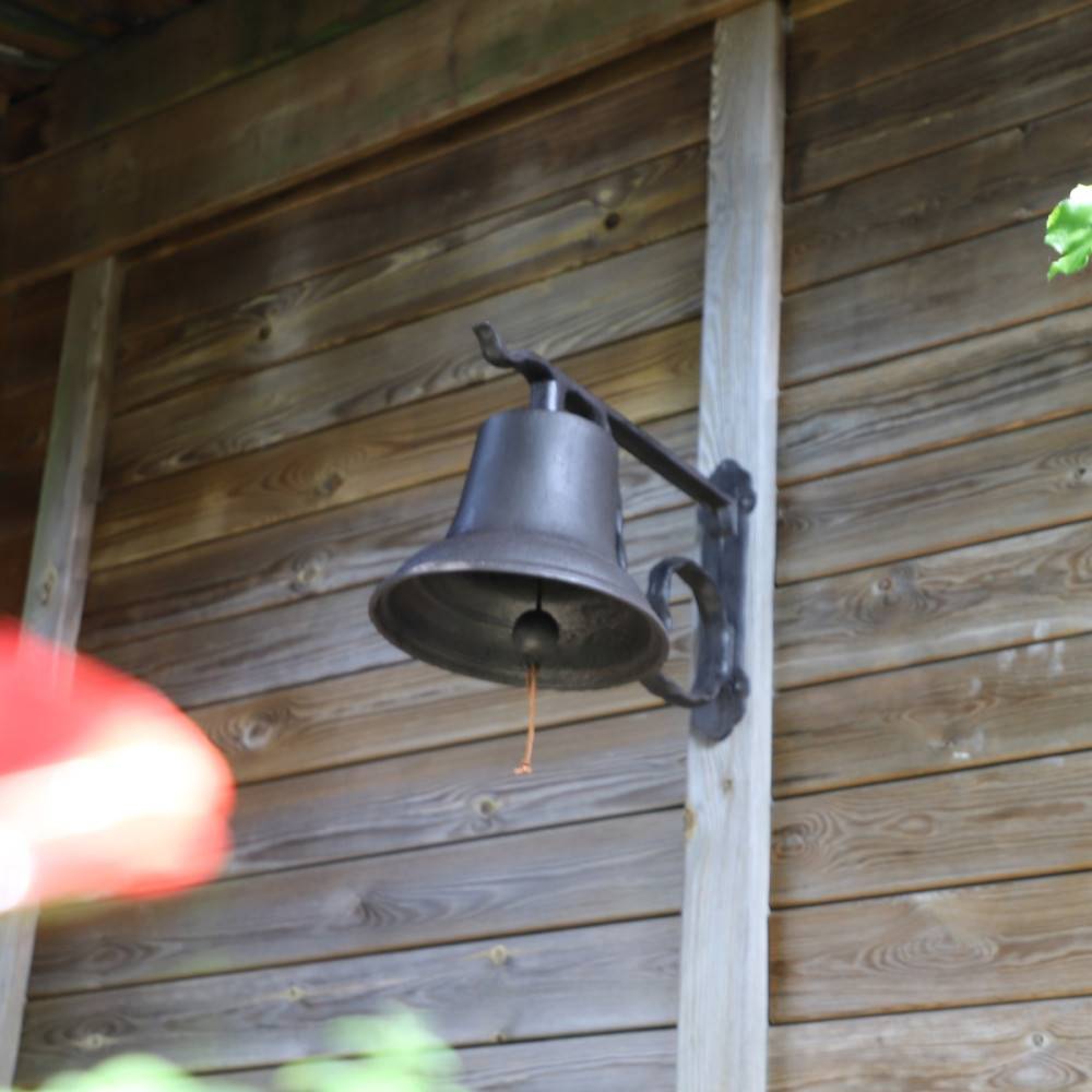 Cloche de jardin de porte ancienne murale fonte marron 50 x 30 x 35 cm Chemin de campagne - Image 5