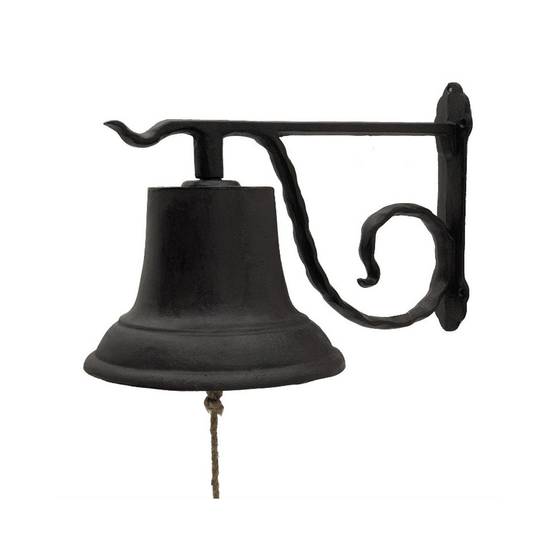 Cloche de jardin de porte ancienne murale fonte marron 50 x 30 x 35 cm Chemin de campagne - Image 1