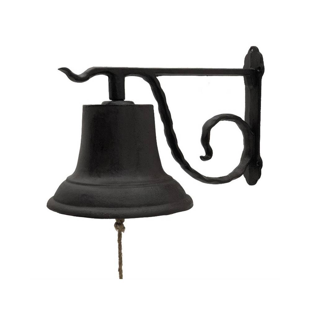 Cloche de jardin de porte ancienne murale fonte marron 50 x 30 x 35 cm Chemin de campagne - Image 1