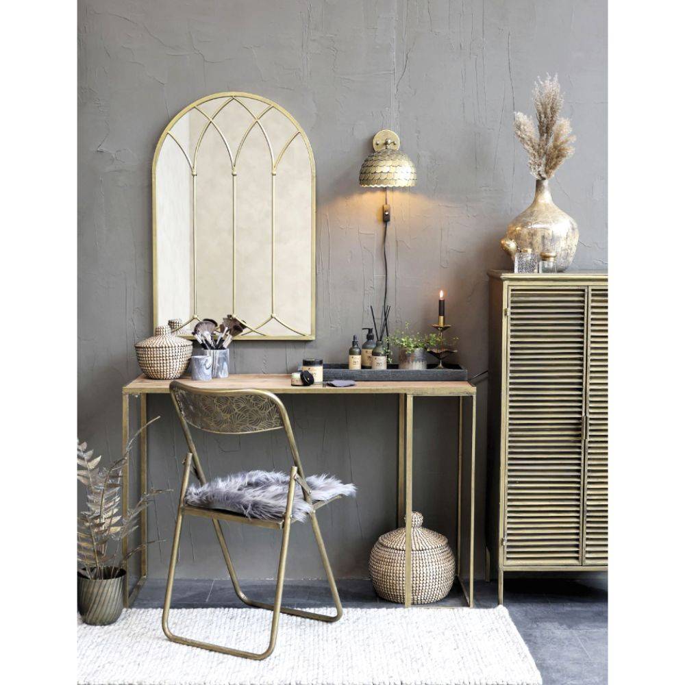 Chemin De Campagne - Armoire placard 2 portes en fer laiton antique 60 x 36.5 x 116 cm Chemin de campagne - Imagen 3