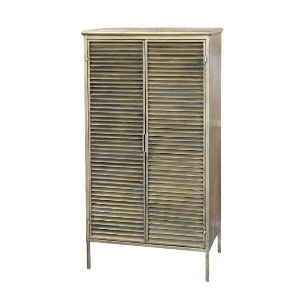 Chemin De Campagne - Armoire placard 2 portes en fer laiton antique 60 x 36.5 x 116 cm Chemin de campagne - Imagen 1