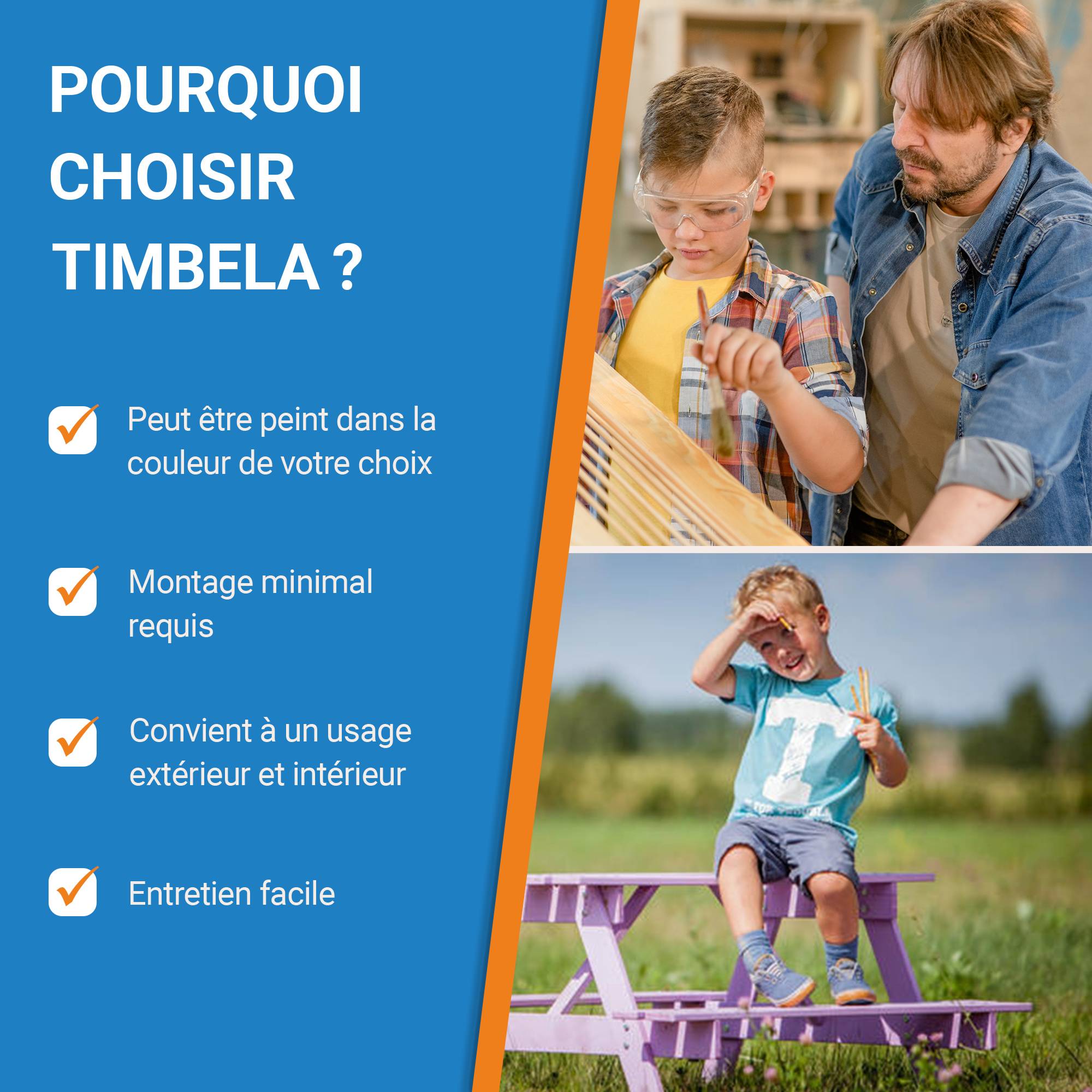 Timbela - Table Enfant pour Le Jardin 90x90xH50 cm et Chaise avec Boite de Rangement - Pour l'extérieur ou à l'intérieur - 15 mm d’épaisseur - Timbela M010-1 - Imagen 10