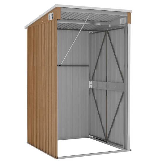 Abri de jardin 1.18m² - Cabane de jardin - Remise de jardin murale Marron 118x100x178 cm Acier galvanisé MP670 MAISON CHIC - Image 5