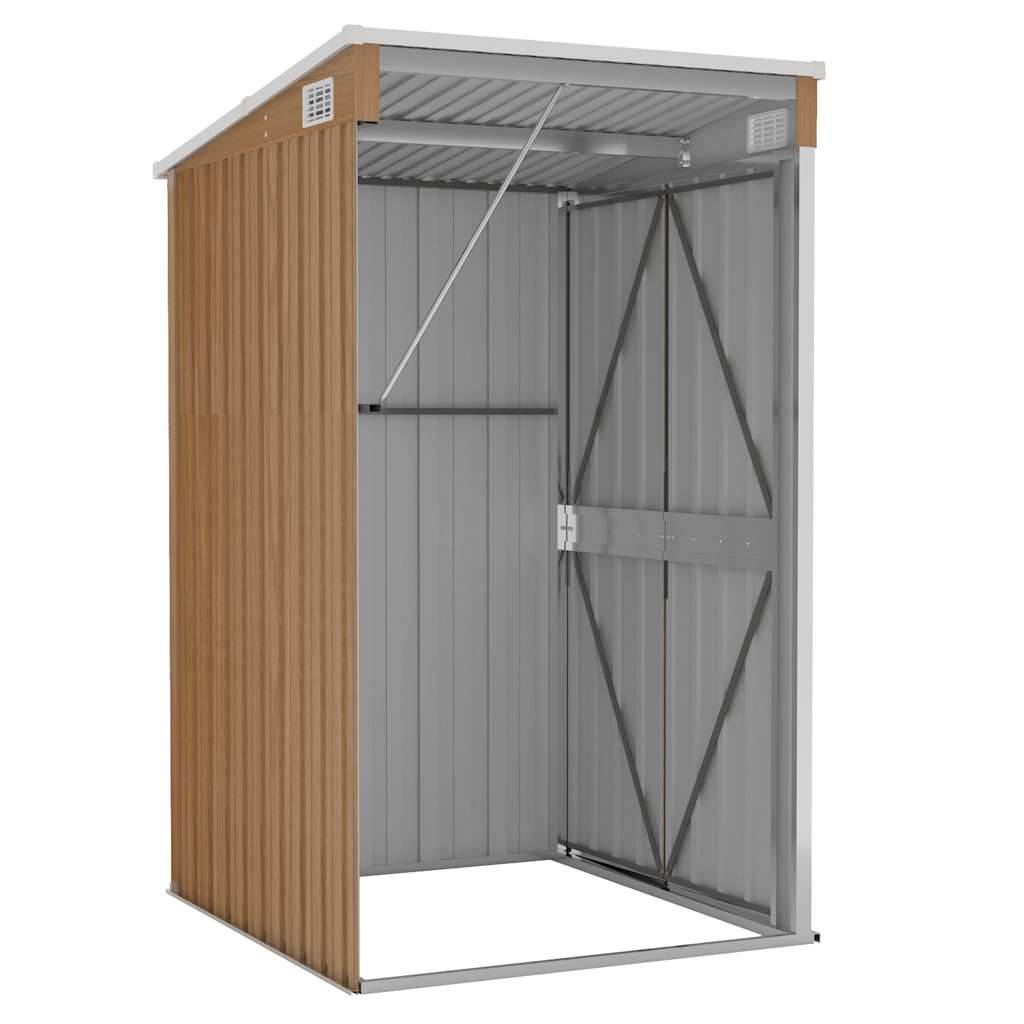 Abri de jardin 1.18m² - Cabane de jardin - Remise de jardin murale Marron 118x100x178 cm Acier galvanisé MP670 MAISON CHIC - Image 5