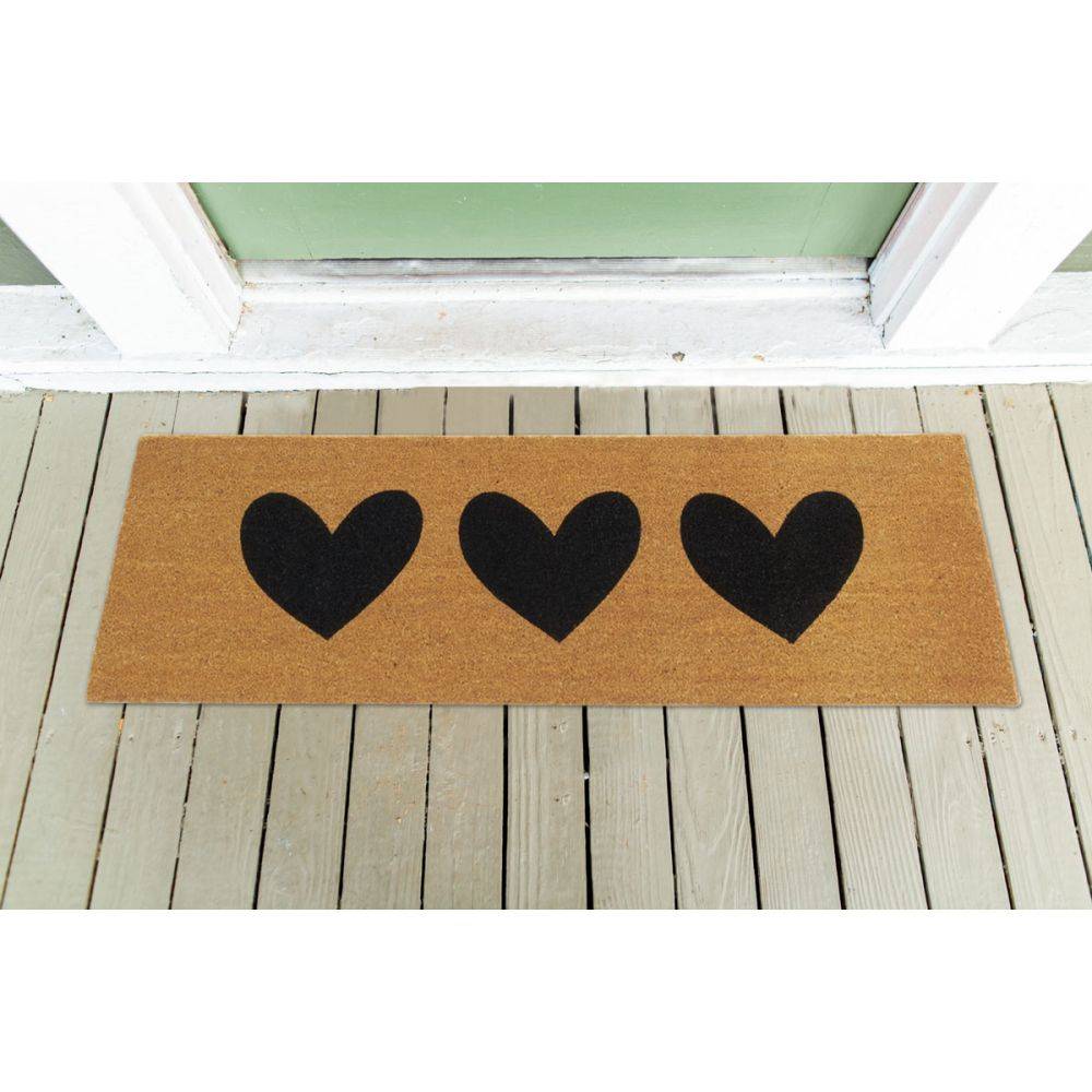 Aubry Gaspard - Paillasson grande taille en coco 120 x 40 cm 3 coeurs - Imagen 2