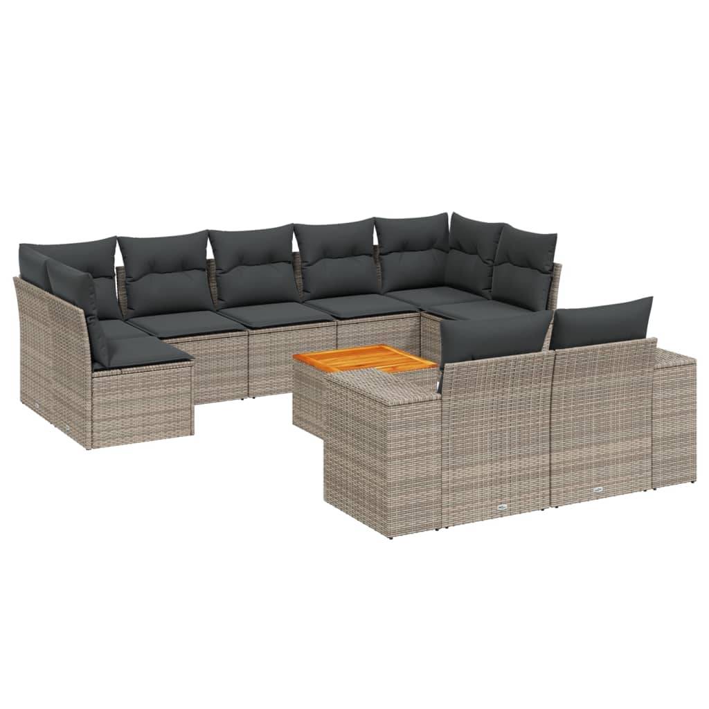 ComfortXL - Salon de Jardin Gris 10 Places en Résine Tressée Modulable avec Table en Bois Acacia pour Terrasse et Balcon – ComfortXL Outdoor Living - Image 2
