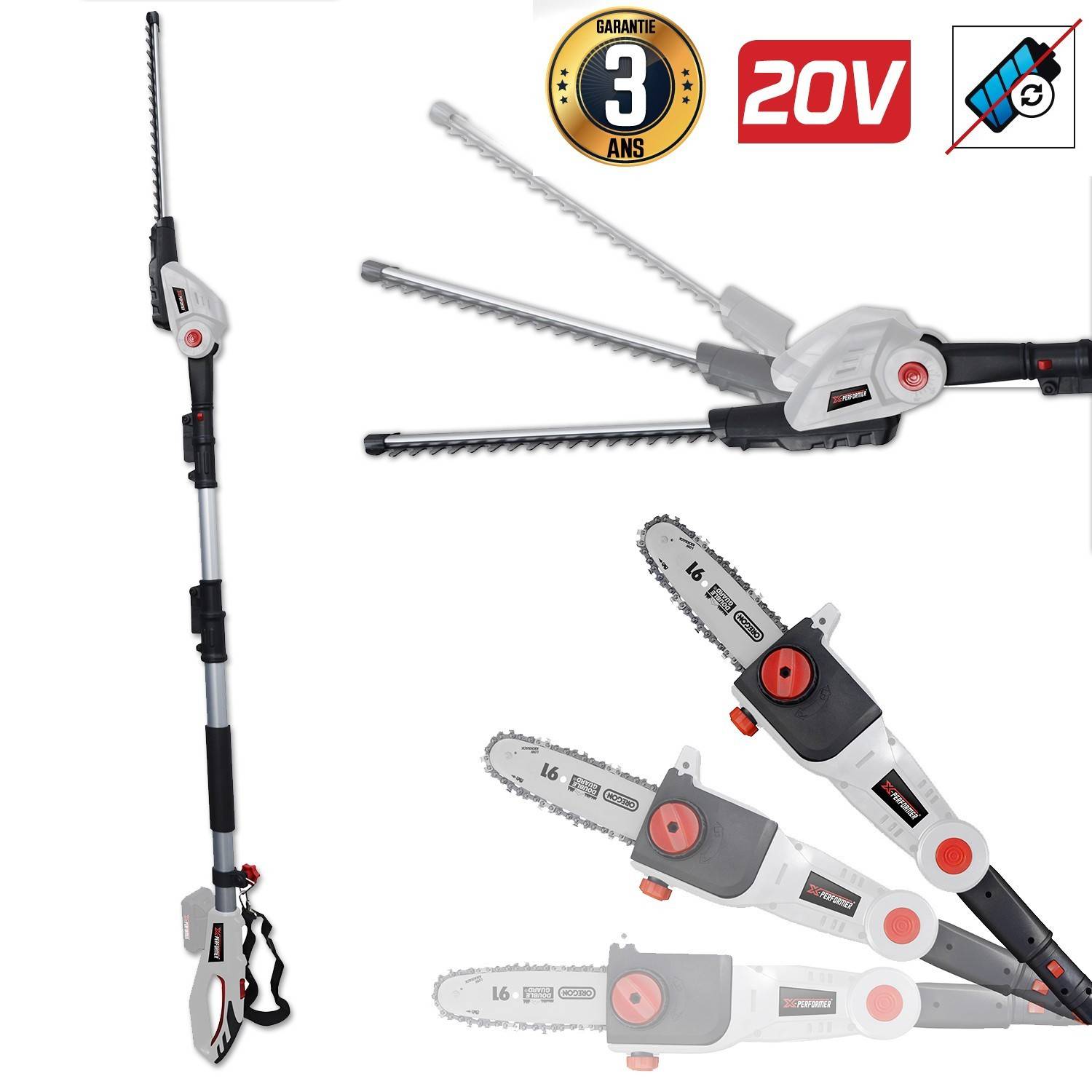 Scie à Ebrancher Taille Haies sur perche 20V - Xperformer XP2PSTH20LI - portatif - Outil seul sans batterie ni chargeur - Image 2