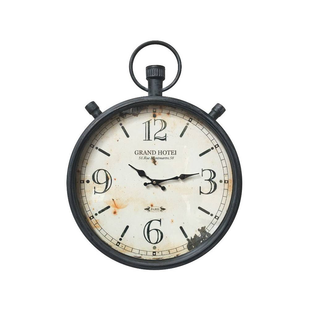 Horloge chronomètre en métal gris et blanc Ø.44 cm Chemin de campagne - Imagen 1