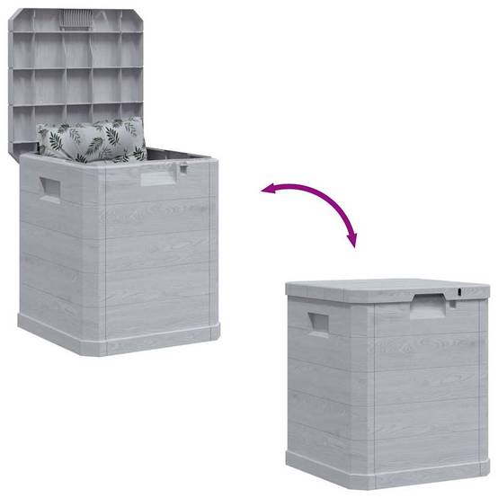 Boîte de Rangement Plastique Aspect Bois Verrouillable pour Balcon 90L Gris Clair 42,5x44x50 cm – ComfortXL Outdoor Living - Image 7