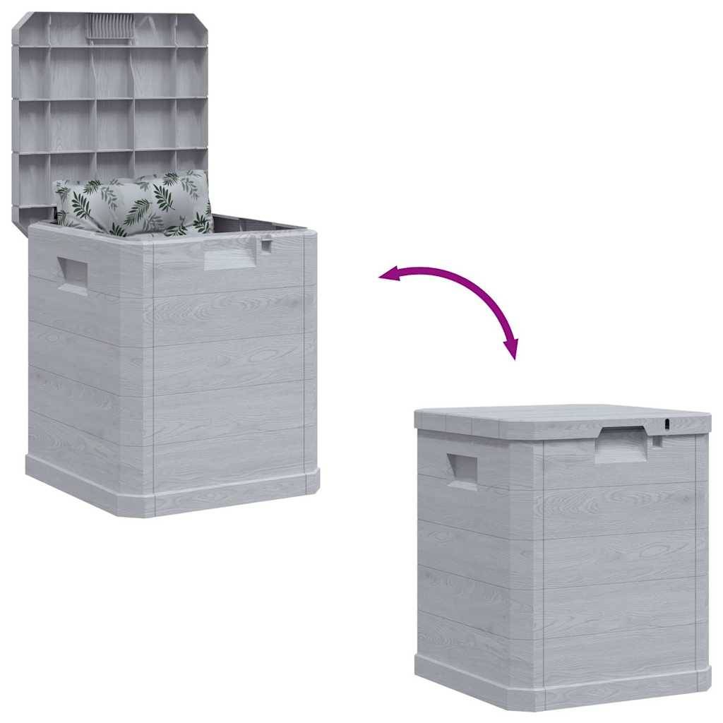 Boîte de Rangement Plastique Aspect Bois Verrouillable pour Balcon 90L Gris Clair 42,5x44x50 cm – ComfortXL Outdoor Living - Image 7