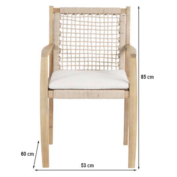 Beau Rivage - Lot de 2 fauteuils SAMOA en bois d'acacia et corde avec coussins Beau Rivage - Imagen 3