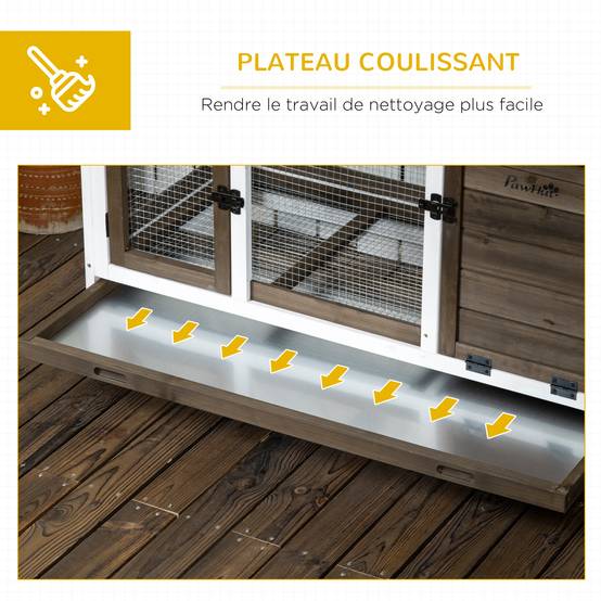 Clapier à lapins bois extérieur sur roulettes aire de jeu couverte marron - ComfortXL Outdoor Living - Image 8