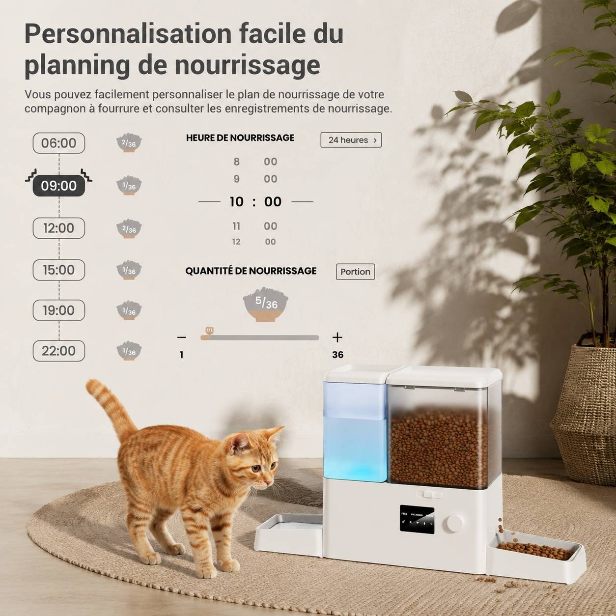 Distributeur Automatique 2 en 1 Nourriture et Eau pour Chat avec App Wifi Grande Capacité - Image 6