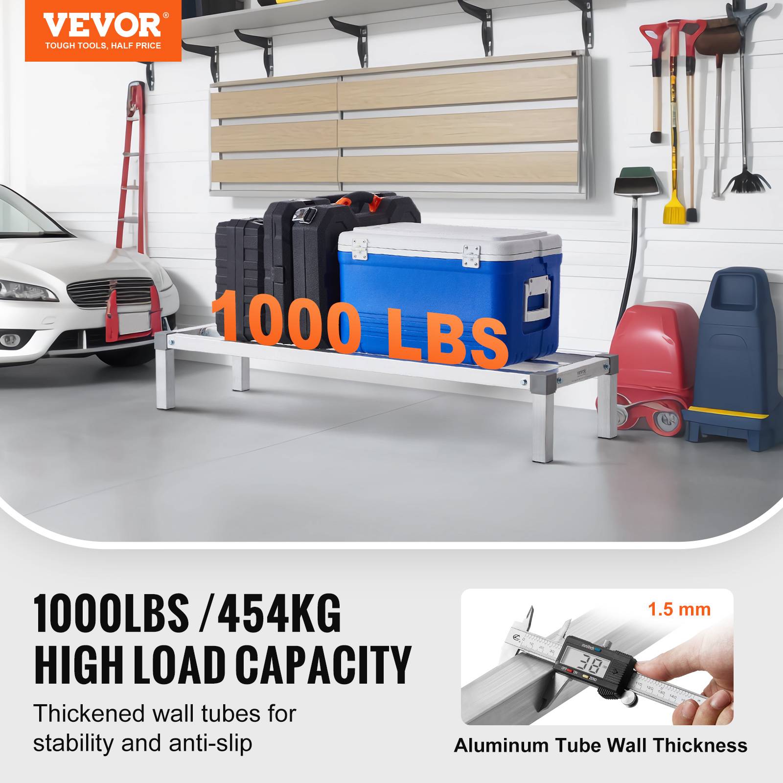 VEVOR Rack calage alu 121.9x35.5x20.3cm, charge 454kg, stockage. - Image 2