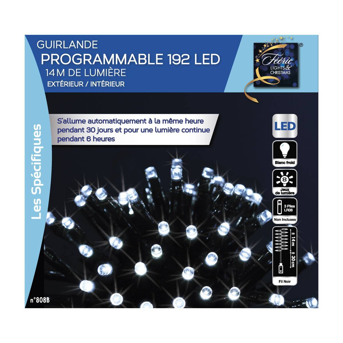 Guirlande lumineuse 192 LED programmable 14m extérieur blanc froid FEERIC LIGHTS & CHRISTMAS - Image 2