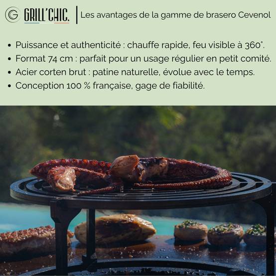 Brasero Cevenol Corten Bois Rond 74 Simple Cuve - GRILL CHIC - Image 6