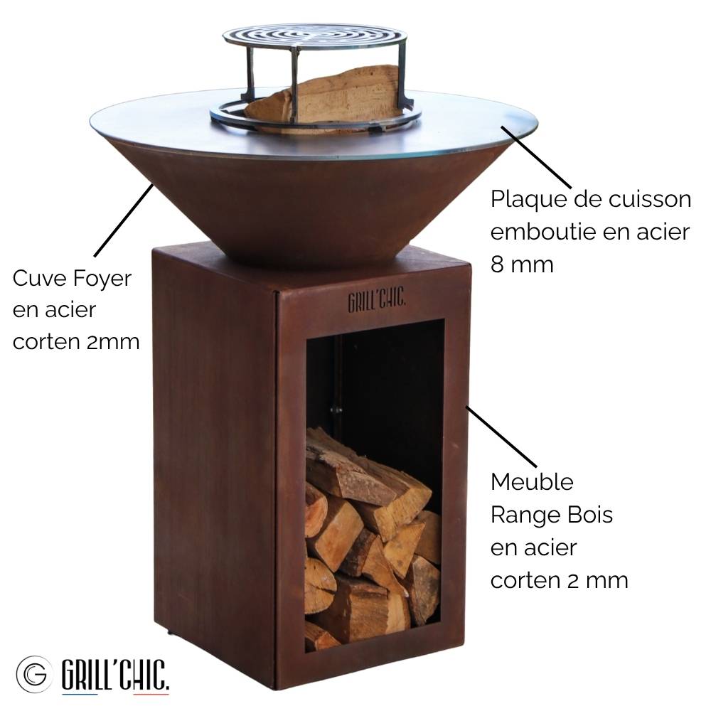 Brasero Cevenol Corten Bois Rond 74 Simple Cuve - GRILL CHIC - Image 3