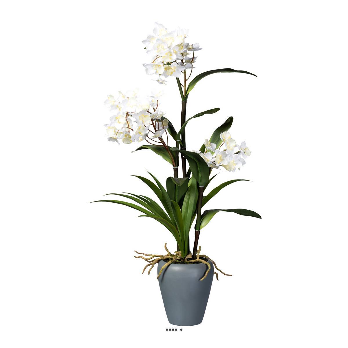 Artificielles - Orchidée Dendrobium factice 3hampes pot céramique H70cm D40cm Crème - couleur: Crème - Imagen 1