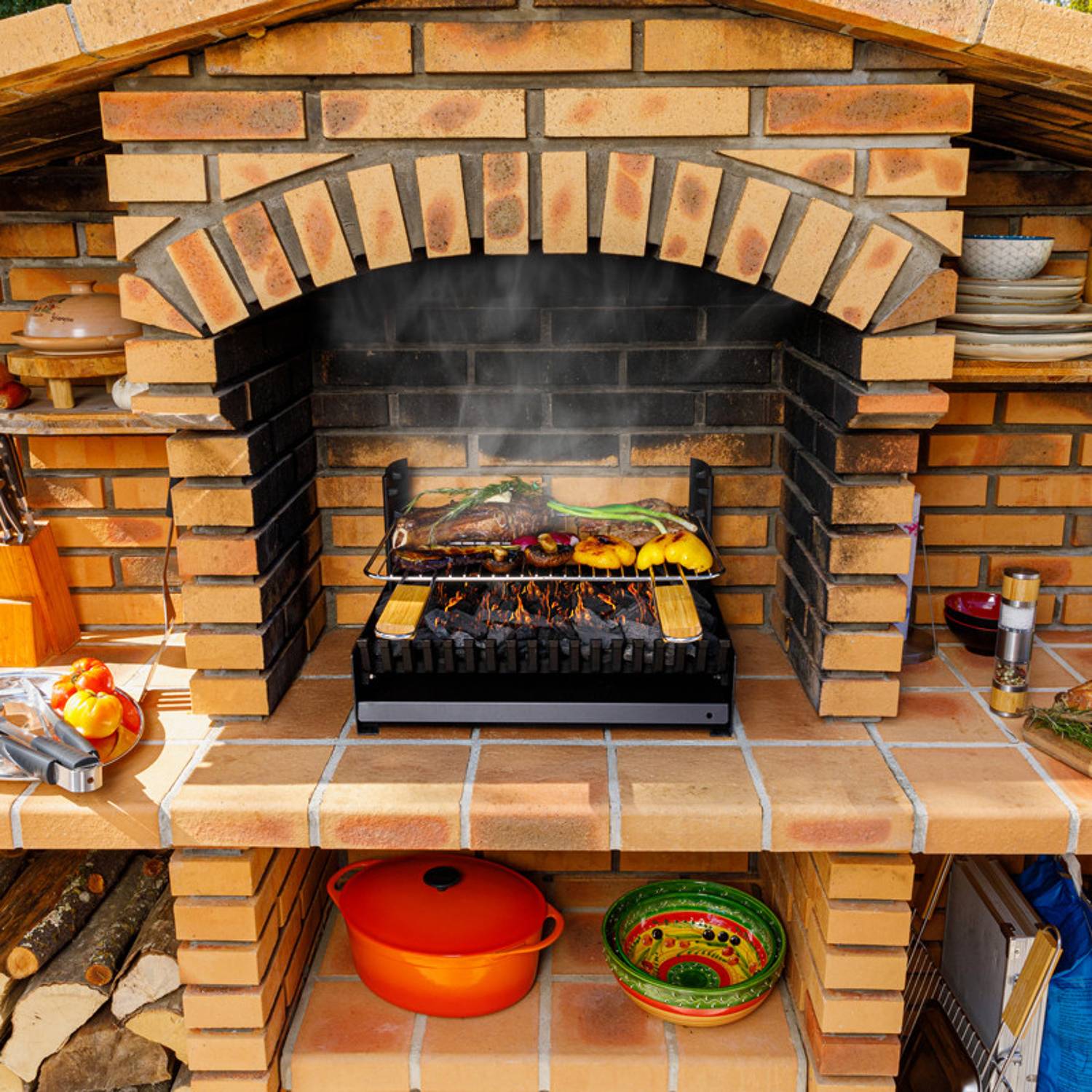 Somagic - Barbecue au charbon de bois réglable en 3 hauteurs GRILLOIR - grilloir à poser - SOMAGIC - Image 7