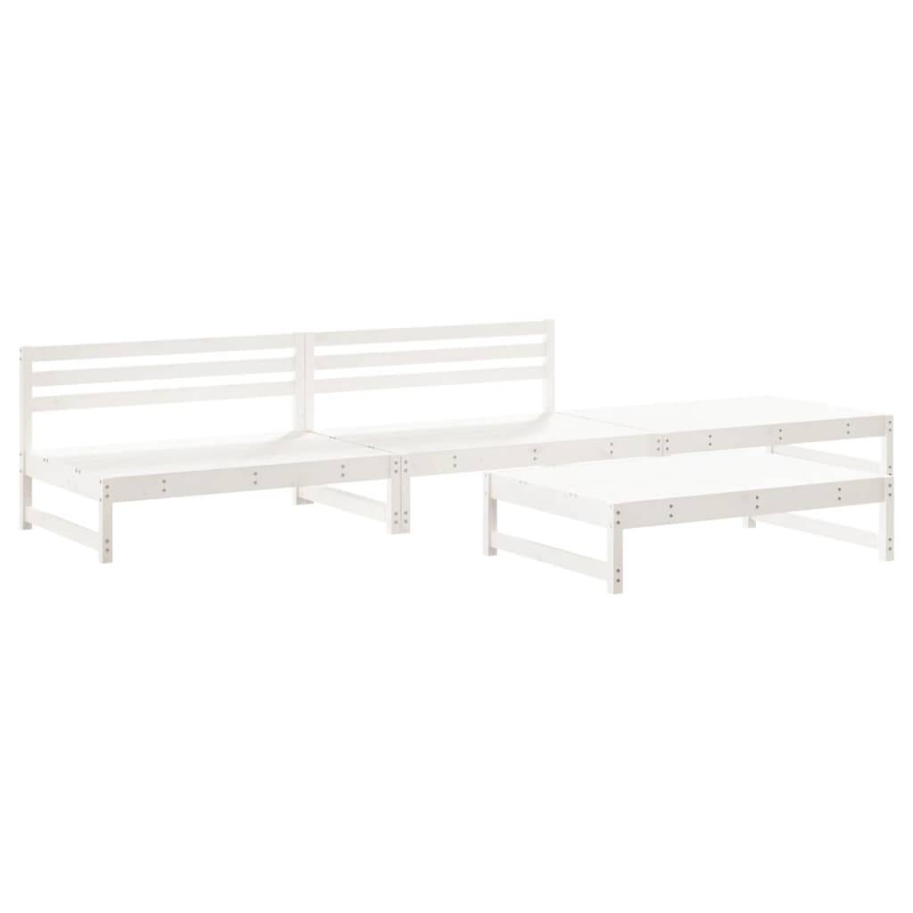 4 pcs salon de jardin - Mobilier d'extérieur blanc bois de pin massif-JU8029 - Image 1