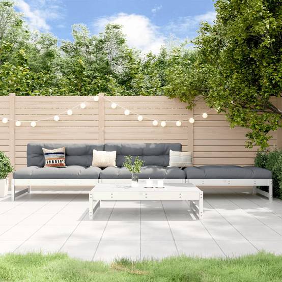 4 pcs salon de jardin - Mobilier d'extérieur blanc bois de pin massif-JU8029 - Image 2