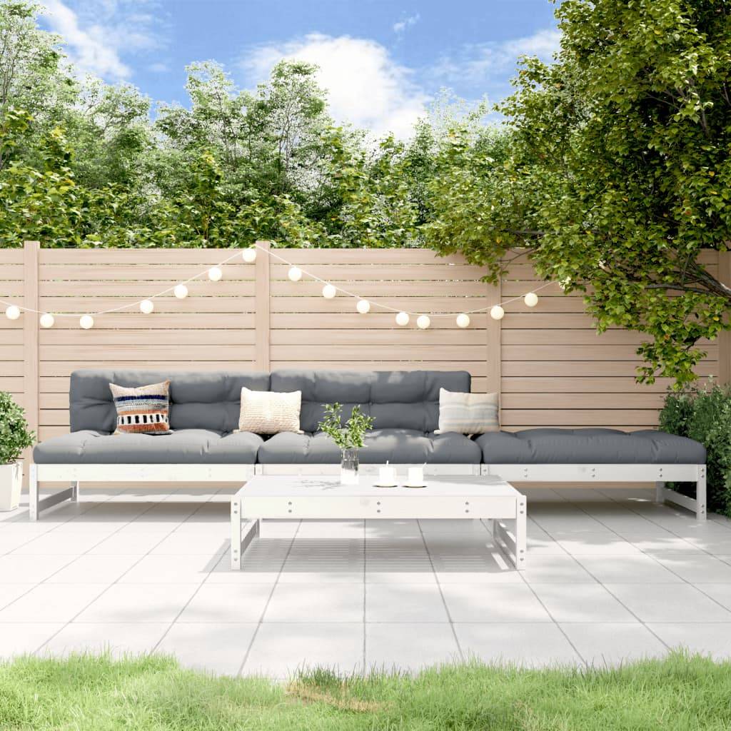 4 pcs salon de jardin - Mobilier d'extérieur blanc bois de pin massif-JU8029 - Image 2