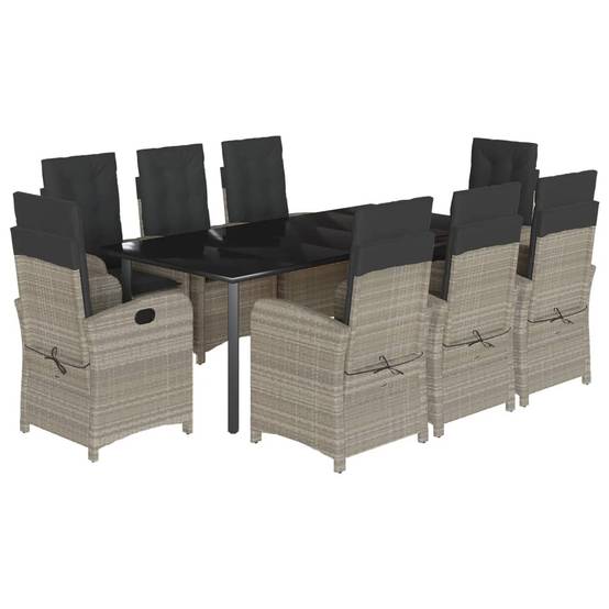 Salon de jardin 8 personnes résine tressée fauteuils inclinables gris – ComfortXL Outdoor Living - Image 2