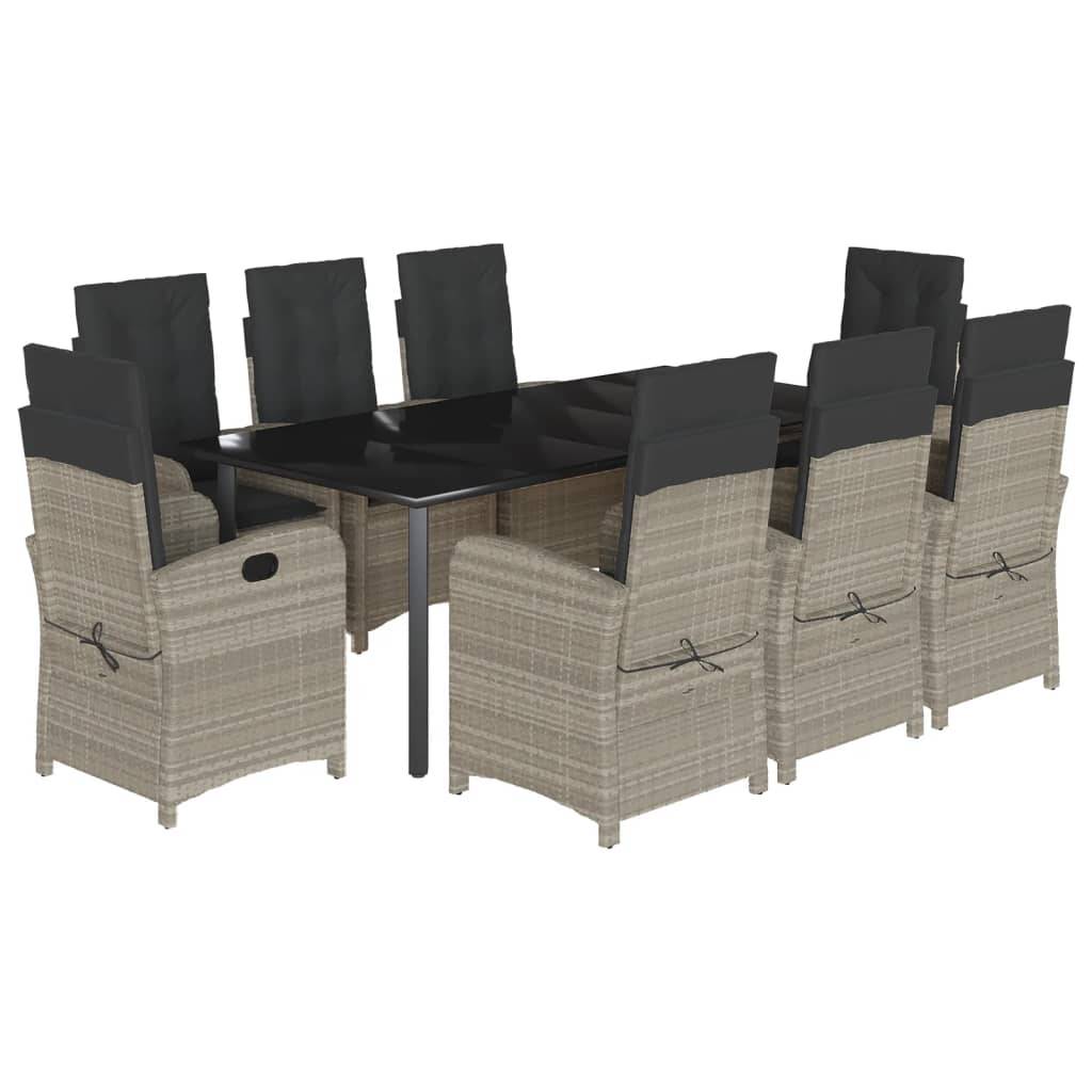 Salon de jardin 8 personnes résine tressée fauteuils inclinables gris – ComfortXL Outdoor Living - Image 2