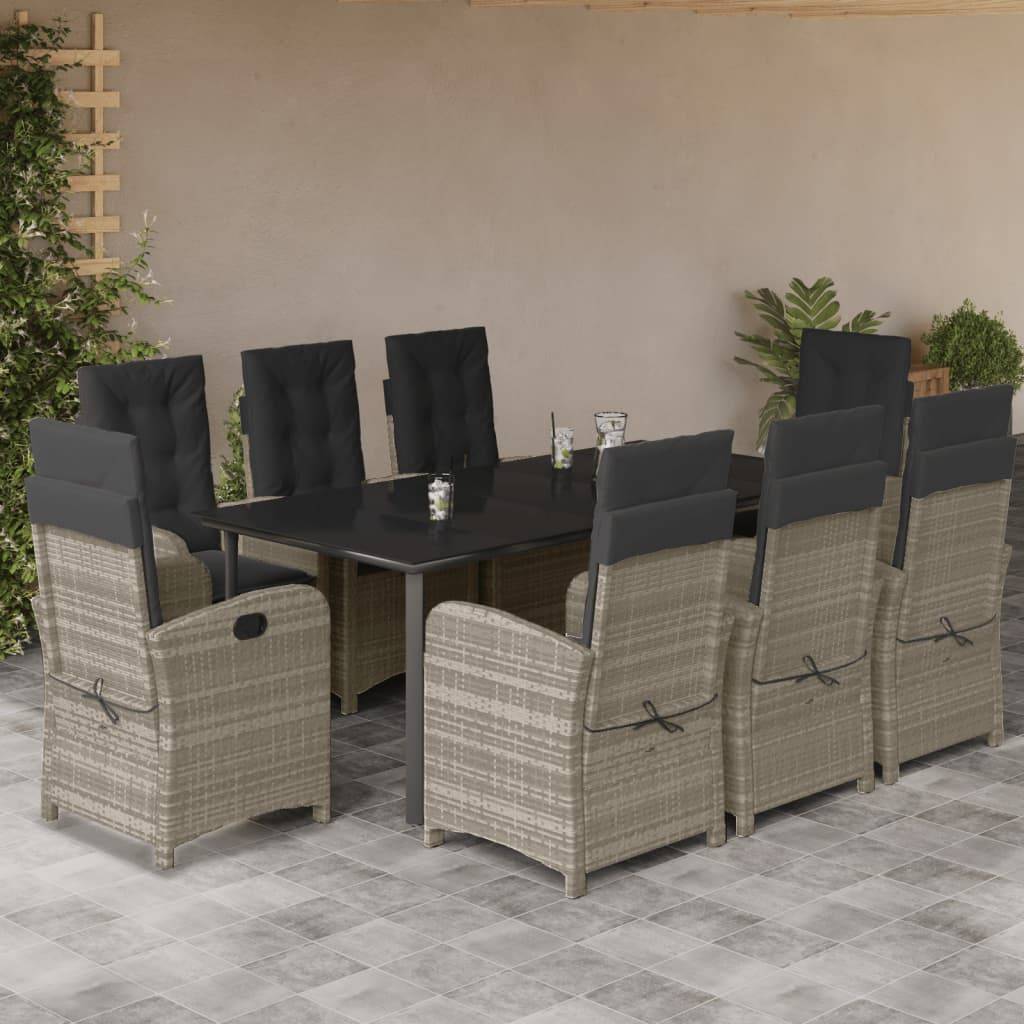 Salon de jardin 8 personnes résine tressée fauteuils inclinables gris – ComfortXL Outdoor Living - Image 1